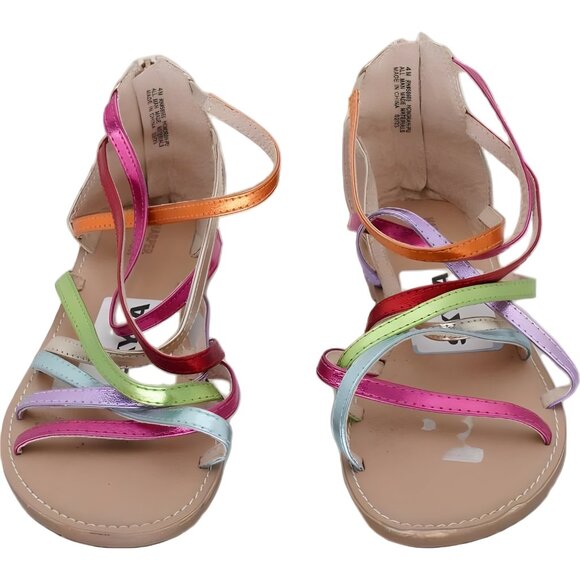 Girls Rainbow Gladiator Sandals Faux Leather Strappy - Size 4 - Picture 5 of 6